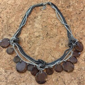 Silver and Gun Metal Necklace with Smokey Gray Accents